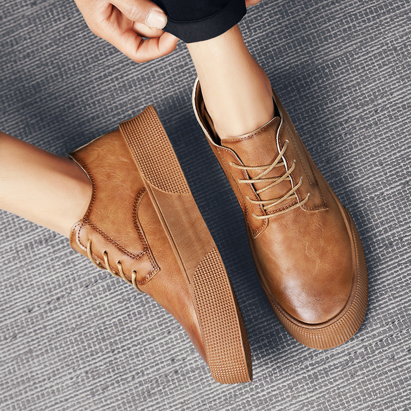 Lace-up Platform Coréen Casual Shoes Retro Hommes Chaussures de Conseil Chaussures