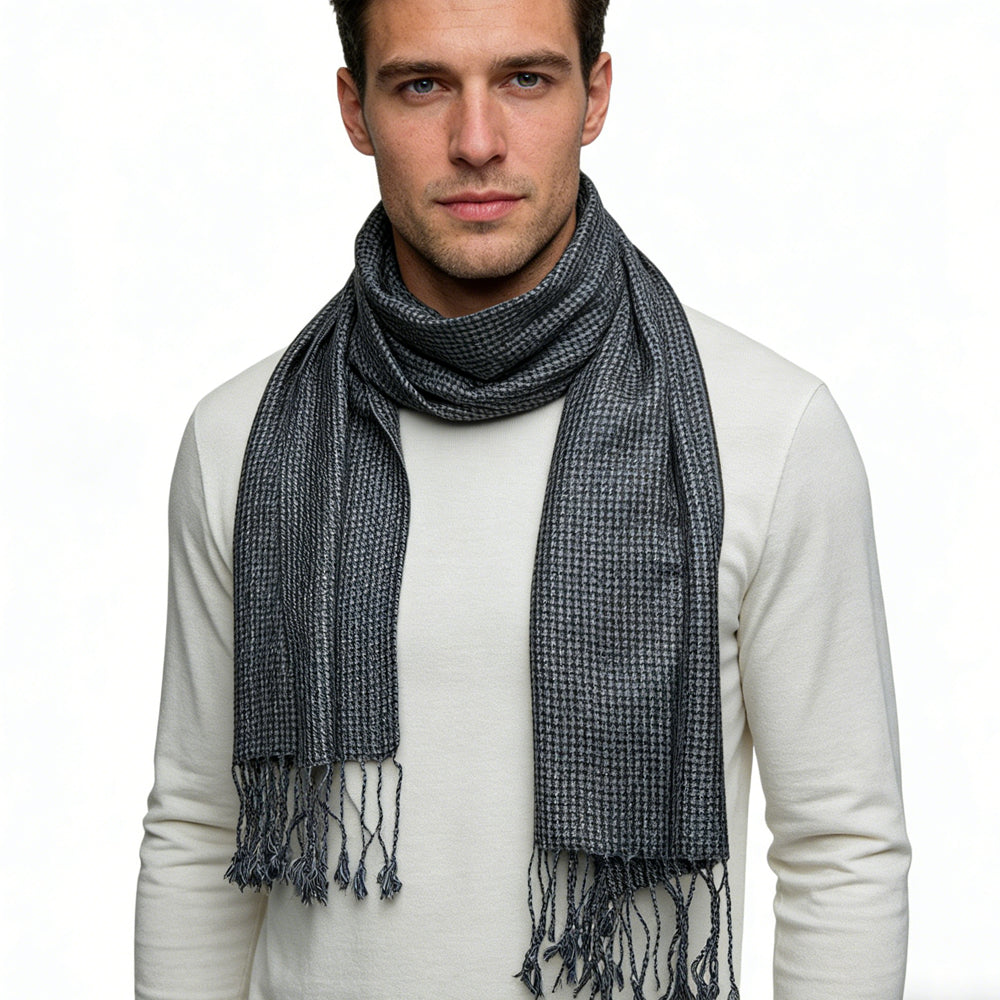 2pcs Grey Textured Minimalist Tonal Jacquard Scarf