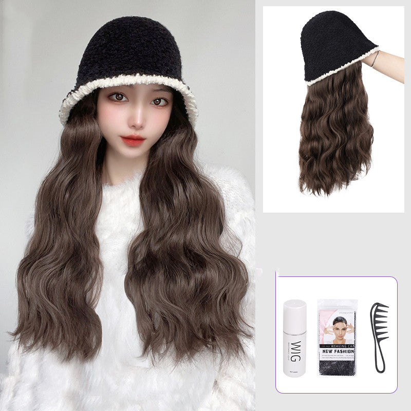 Chapeau de pêcheur à la mode Ripple Net Rouge Long Curly