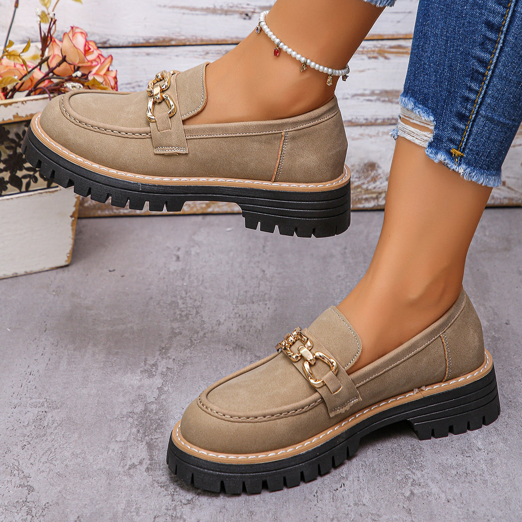 Chaussures élégantes de style britannique pour femmes à talon de bloc