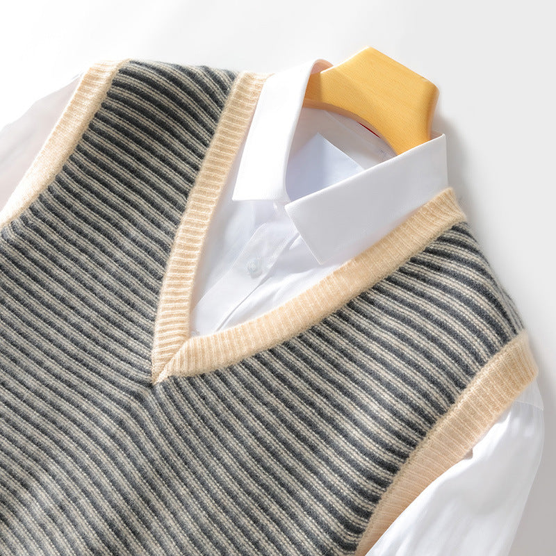 Chandail de laine de l'hiver pour hommes Chandail rayé V-Neck