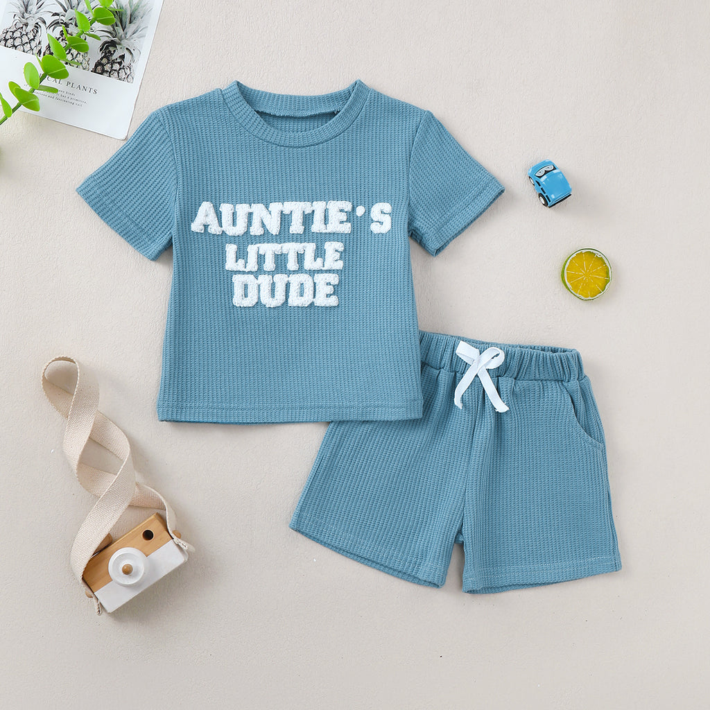 Ensemble de vêtements de salon pour enfants Garçons Haut à manches courtes et ensemble de deux pièces