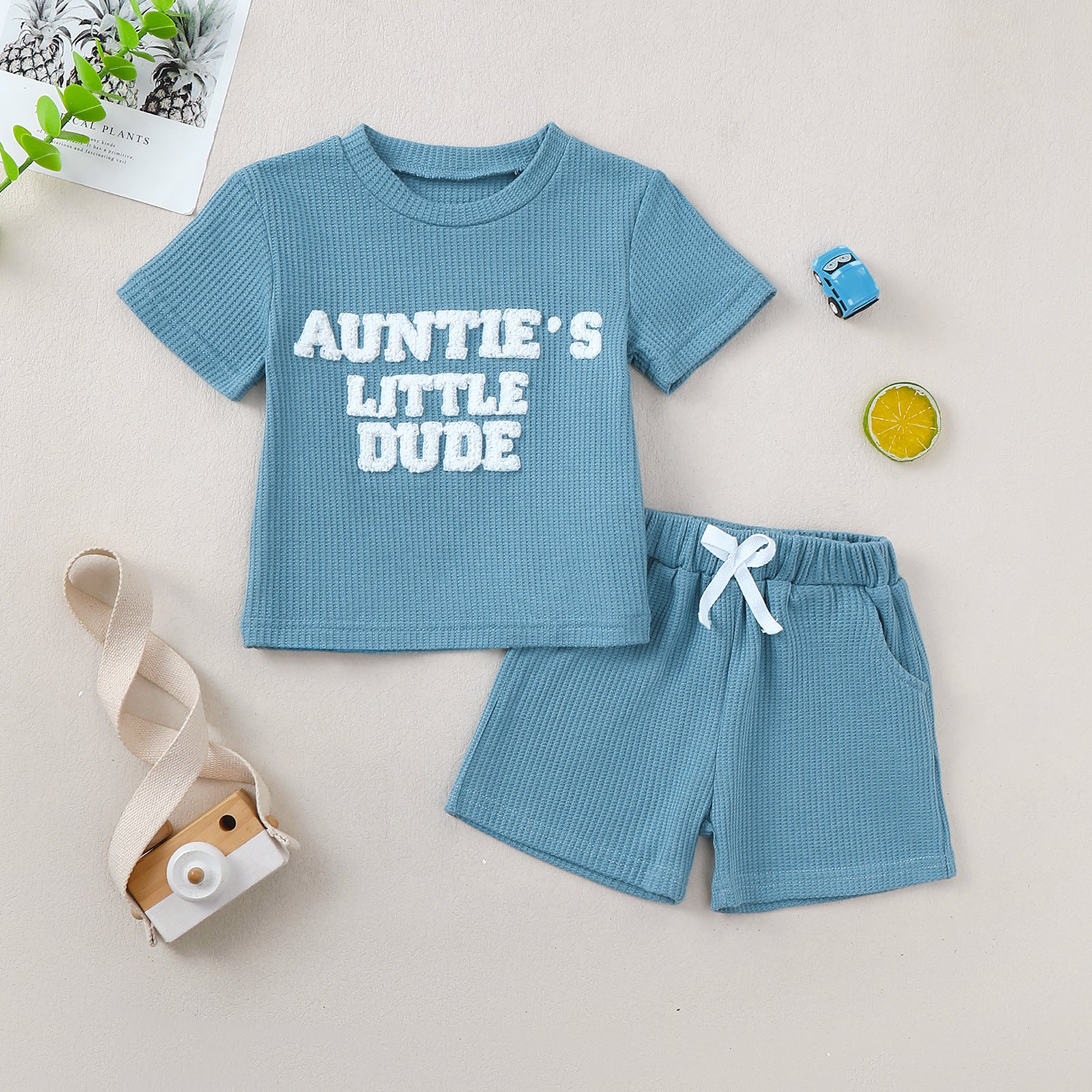 Ensemble de vêtements de salon pour enfants Garçons Haut à manches courtes et ensemble de deux pièces