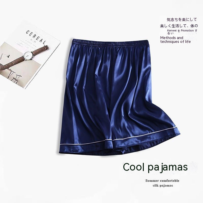 Short de pyjama de grande taille pour hommes en soie de glace