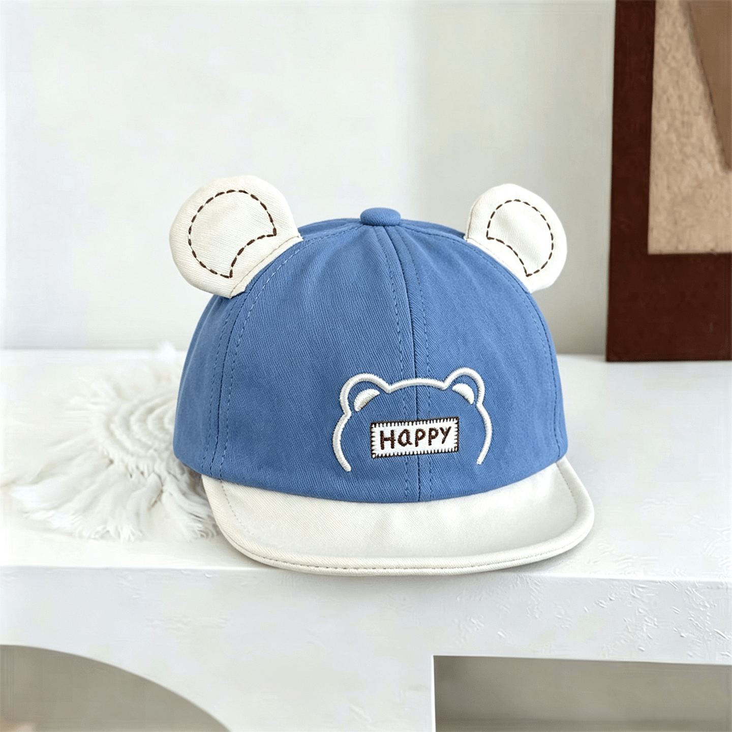 Bébé style multicolore oreilles d'ours en trois dimensions Happy Brodeed Soft Brimmed Sun Prot