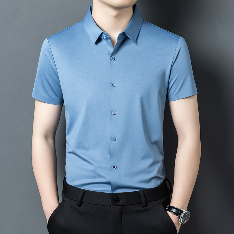 Haut de chemise à manches courtes à bouton de couleur solide pour homme