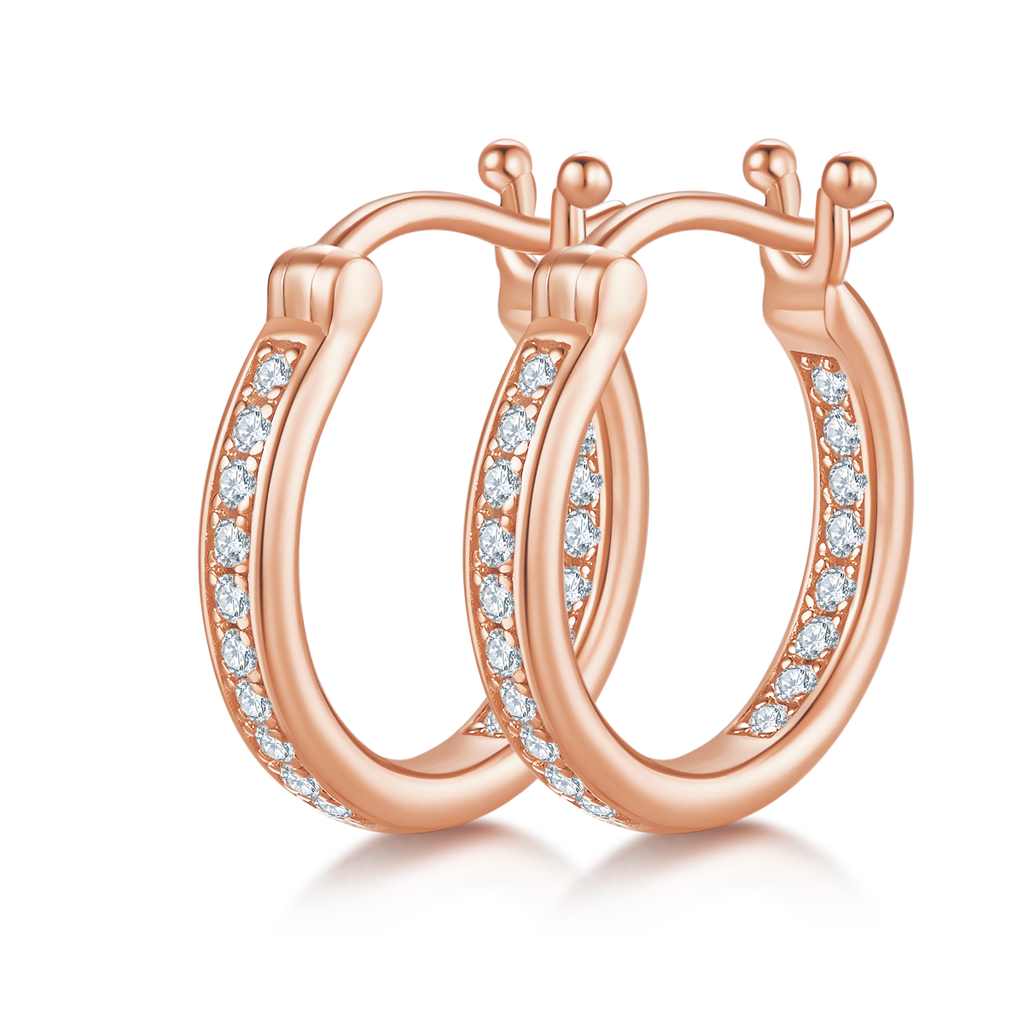 S925 Argent Sterling 38pcs Moissanite Huggie Boucles d'oreilles Hoop pour femmes 16,5mm Plaque platine