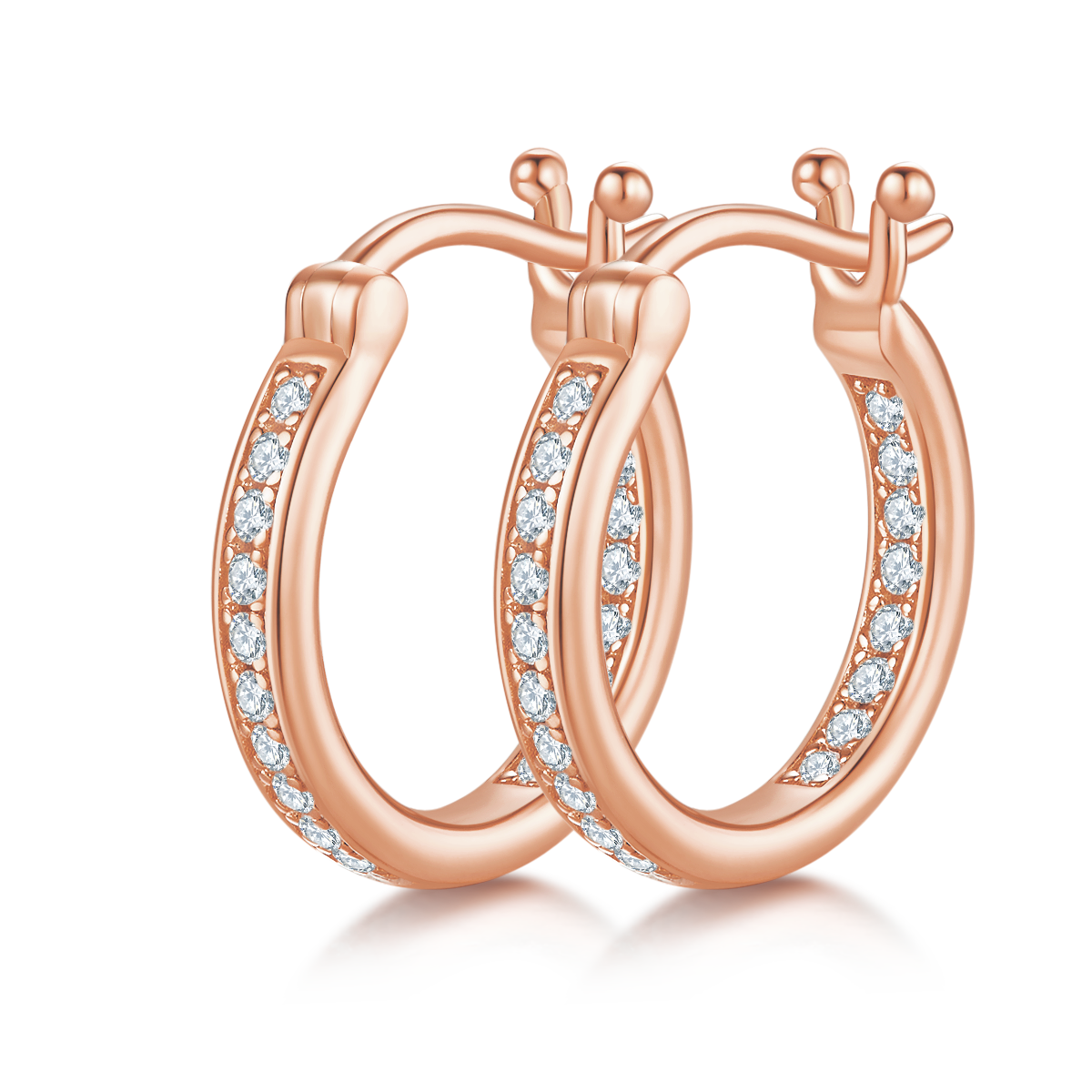 S925 Argent Sterling 38pcs Moissanite Huggie Boucles d'oreilles Hoop pour femmes 16,5mm Plaque platine