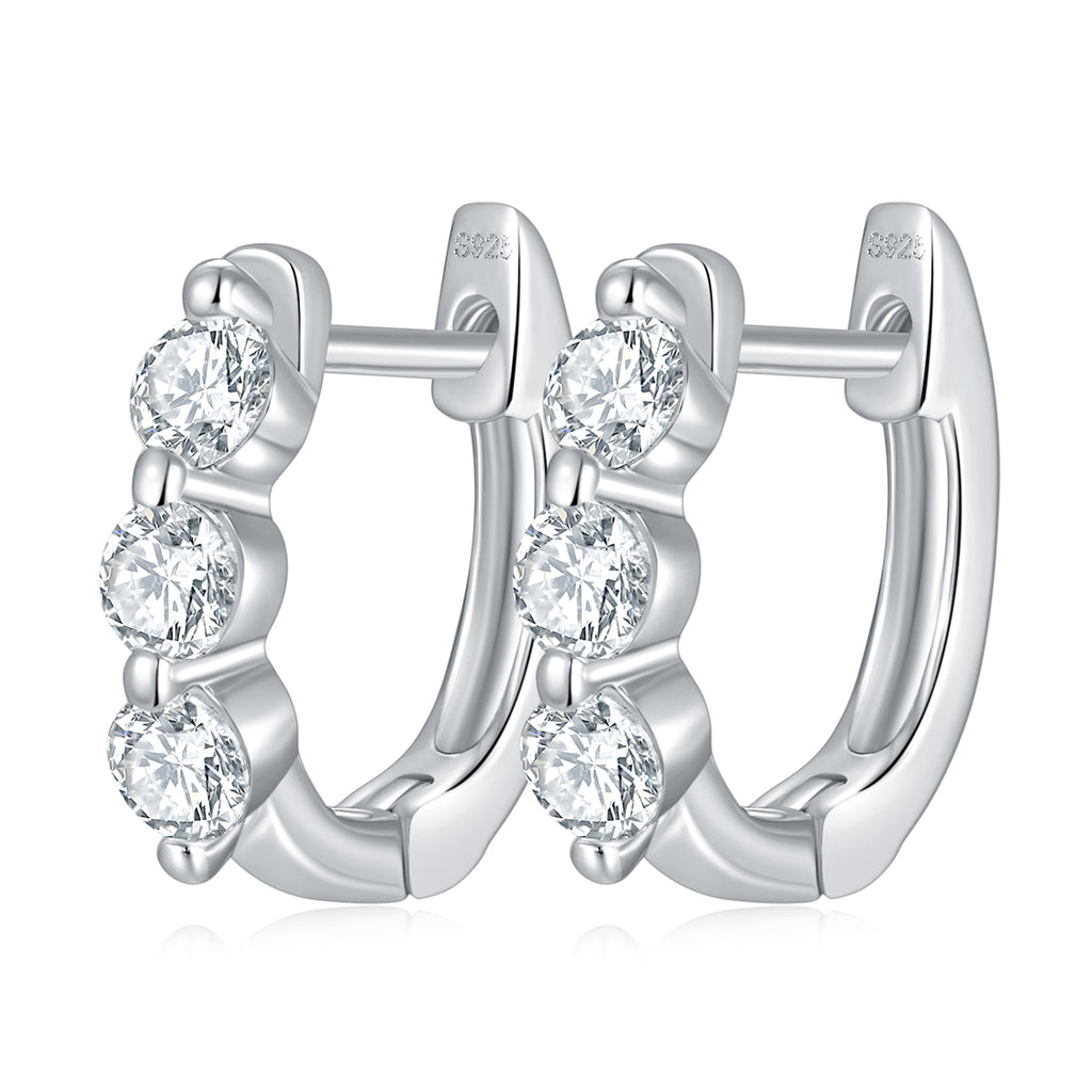 S925 Sterling Silver Moissanite Hoop Earrings for Women