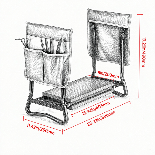 Kneeler et siège de jardin pliant