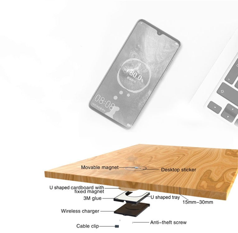 Jeu de chargeur rapide de téléphone sans fil de bureau caché