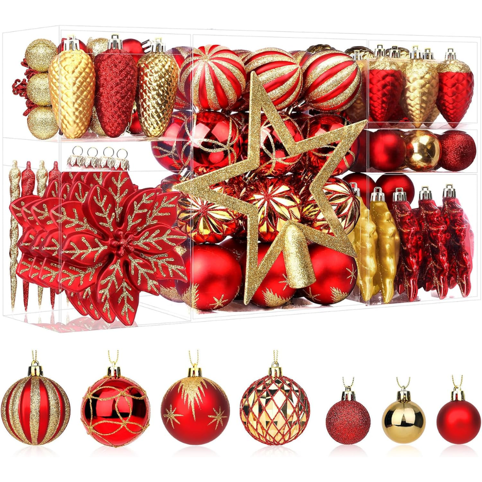 106 PCS Balle de Noël ornements pour décorations d'arbre de Noël