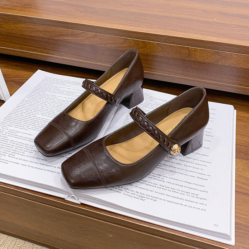 Les femmes Chunky Heel Square Toe Mary Janes