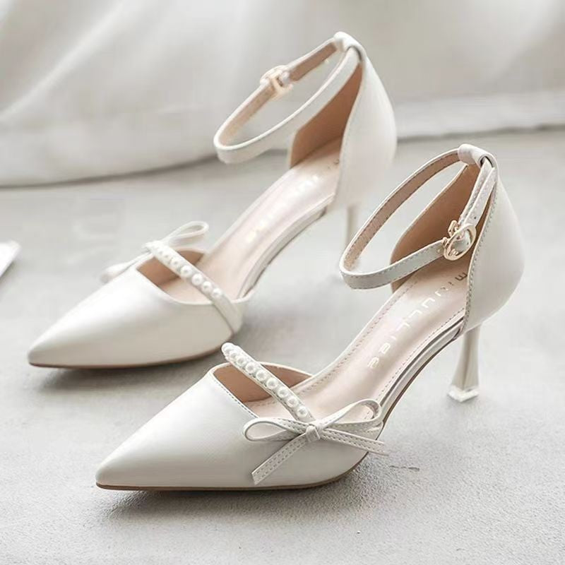 Femmes Été Confortable Versatile Une Sangle Nichée Pompes Français Stiletto Talons de bride