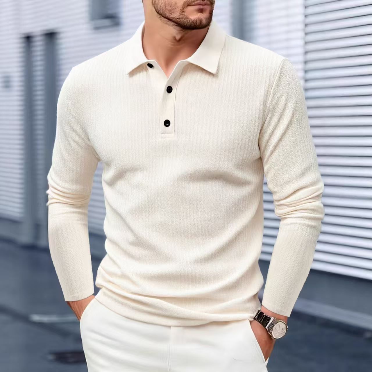 Chemise Polo casual homme à manches longues