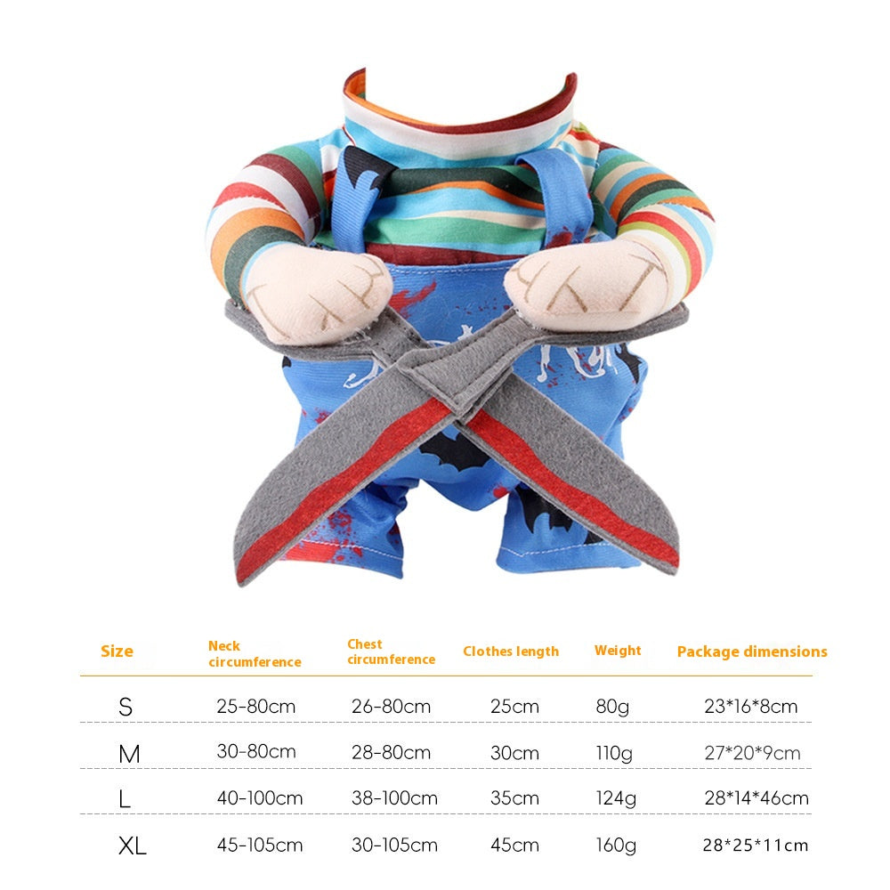 Costume d'Halloween pour animaux de compagnie Cat Funny Outfit with Ajustable Straps Scissor Shaped Suit Cosplay
