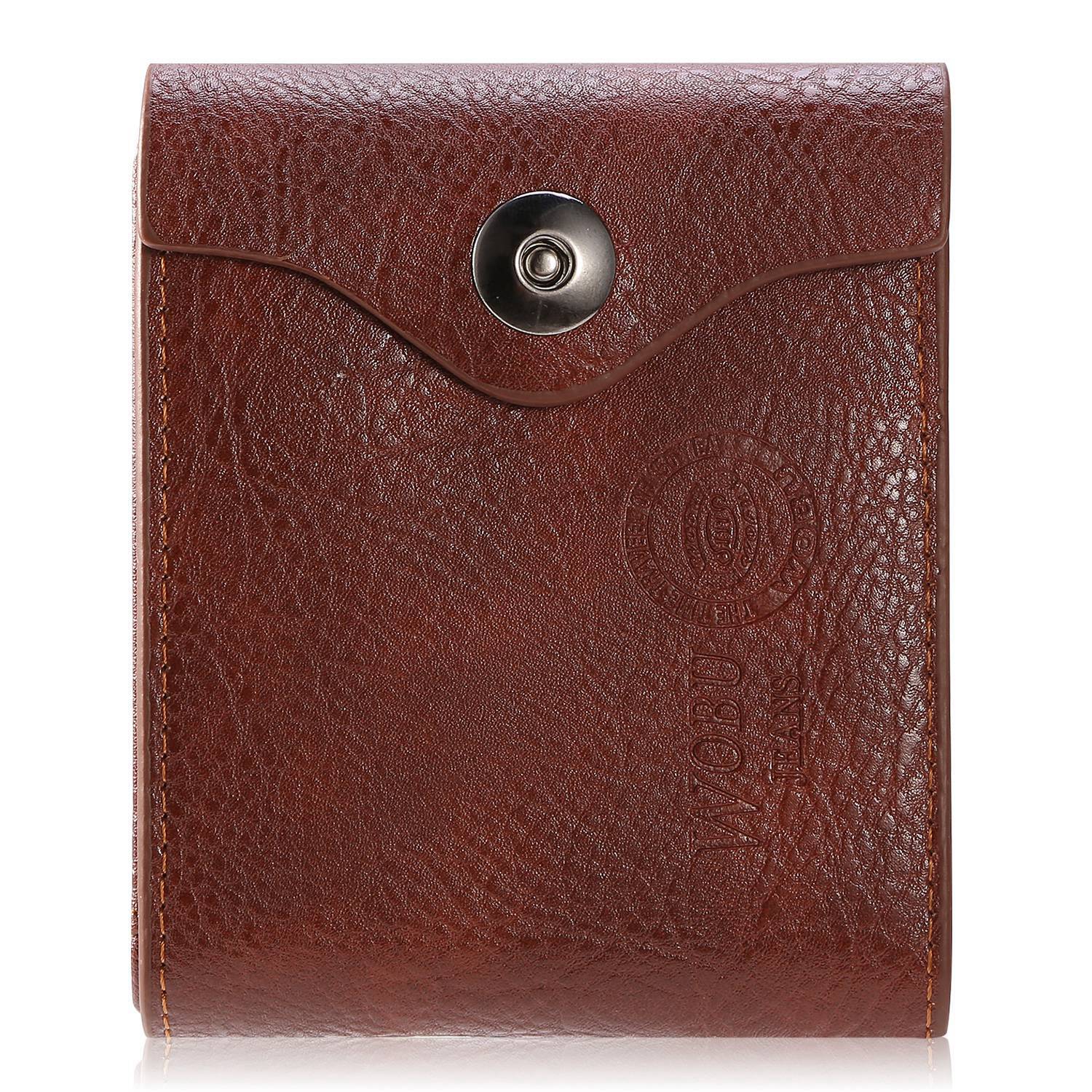 1Pc Hommes portefeuille PU cuir Purse Slim Card Holder Cases avec 2 ID fenêtre de poche