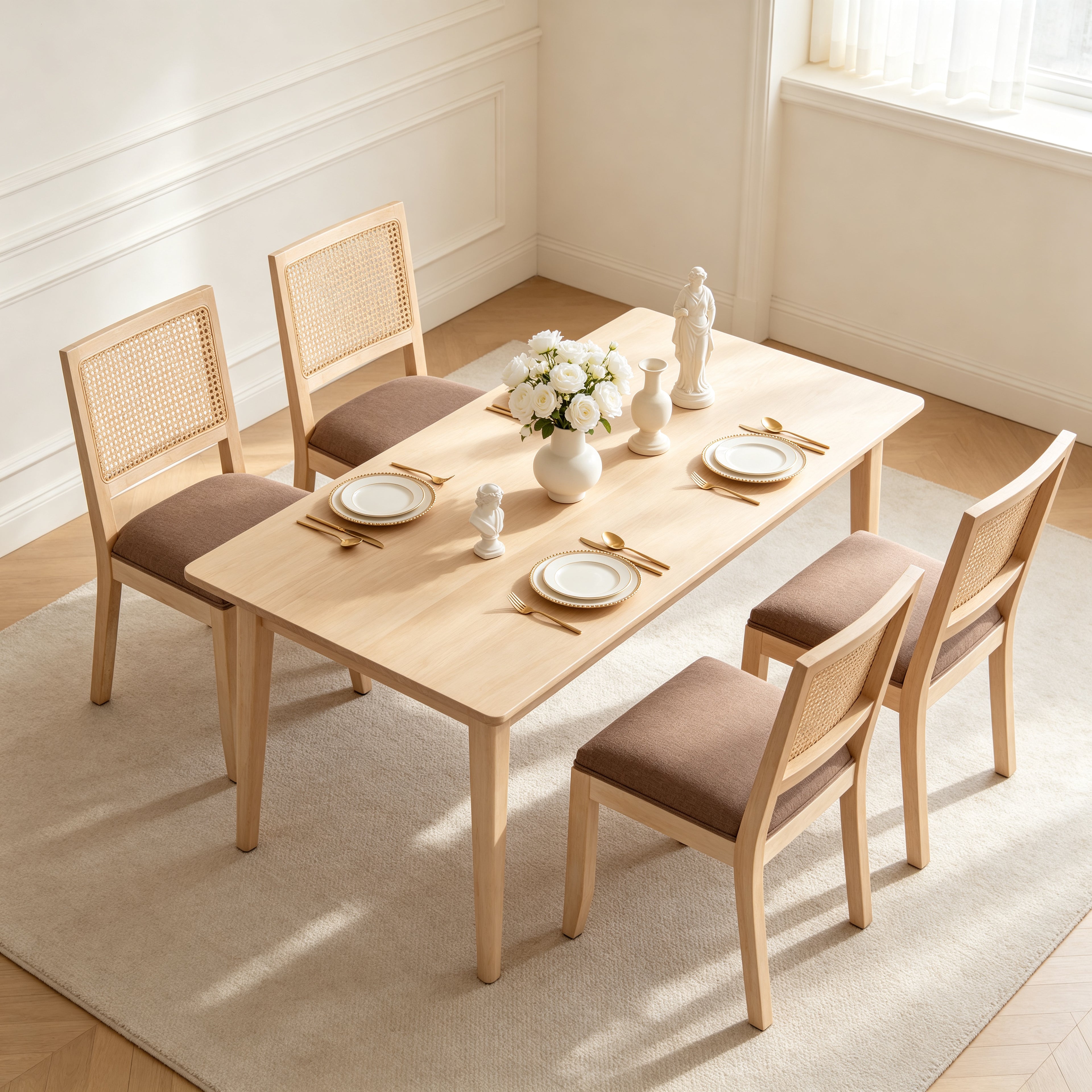 Agritourisme Rattan Chaises à manger Ensemble de 2