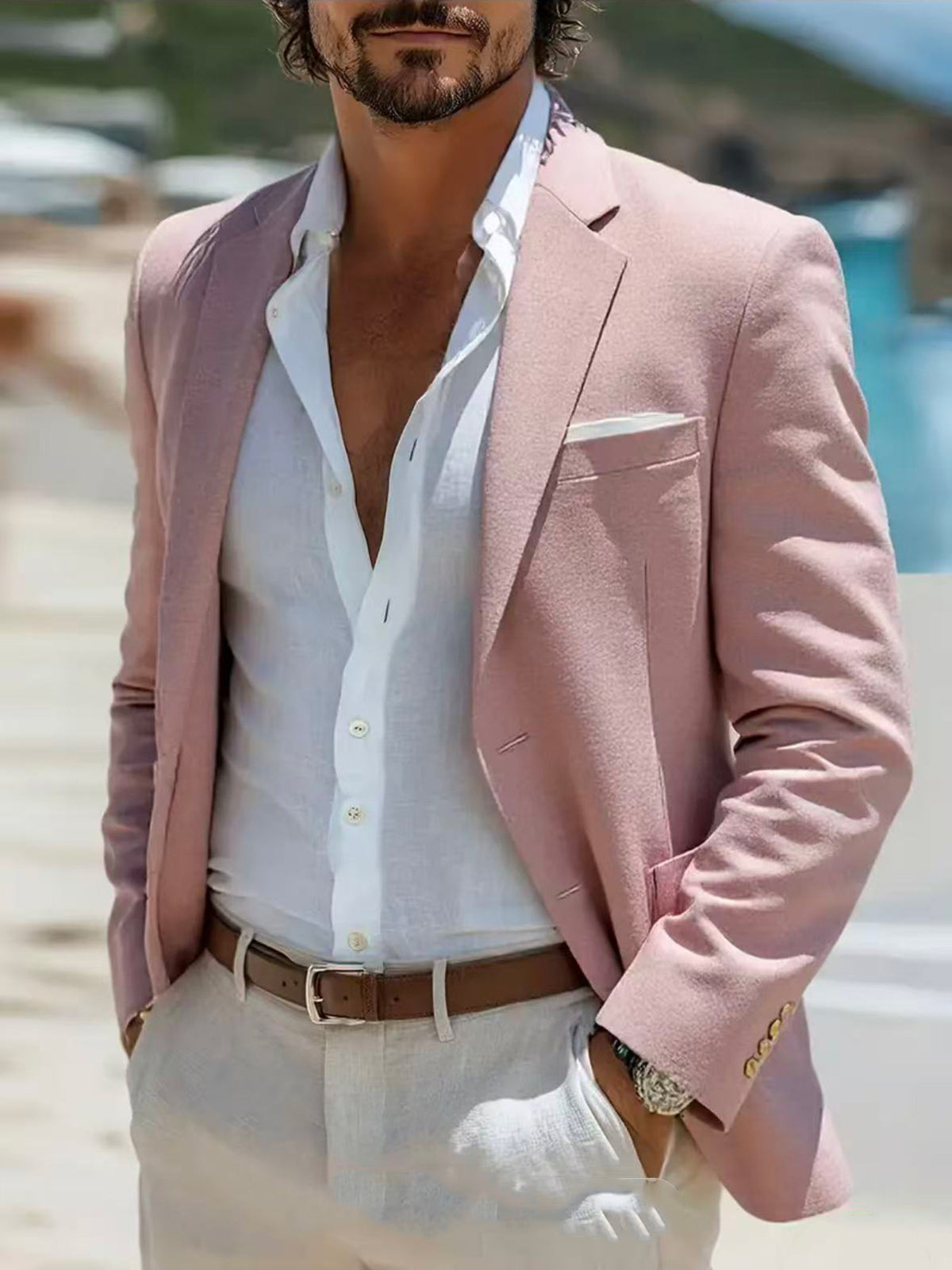 Veste de costume casual mince pour homme