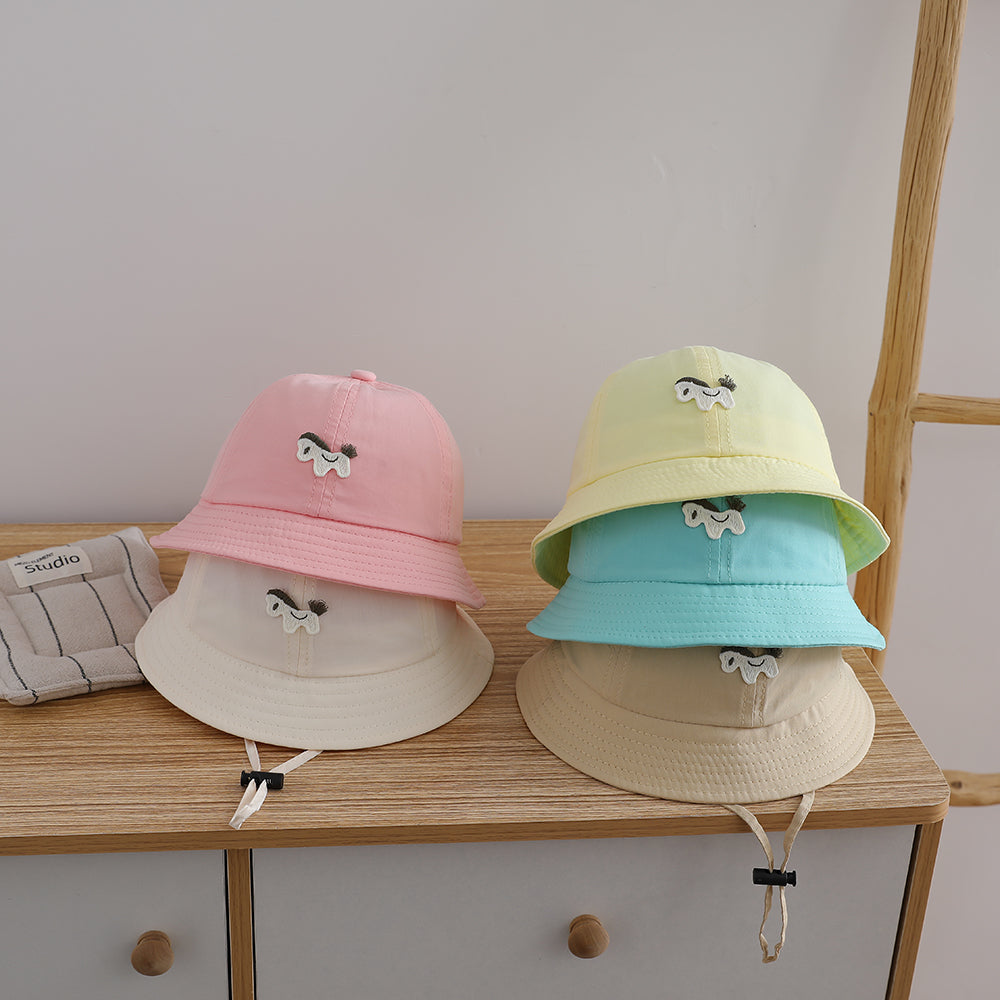 Summer Boys and Girls Cartoon Sun Hat - Mignon Petit Cheval Chapeau Pêcheur pour Enfants - Mult