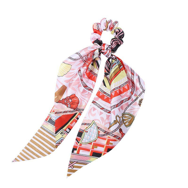 Fashion Long Streamer Imprimé Tissu Tie Accessoire Cheveux Pour Poneytail Tie-up Cheveux Top Cuft