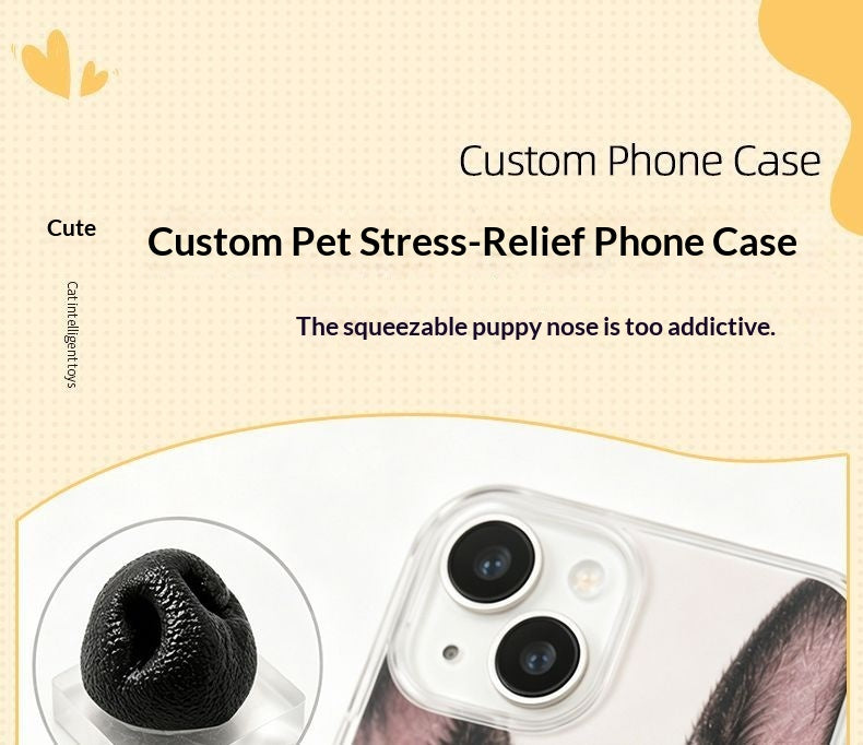 Cas personnalisés de téléphone pour animaux avec le nez d'un petit chien qui peut être moulé.