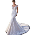 Princesse Mariée Sirène Robe de mariée White Trailing Perspective Dentelle Backless Mariage Dres