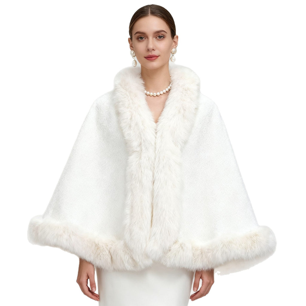 Faux Mink-fur Collar Cape Châl
