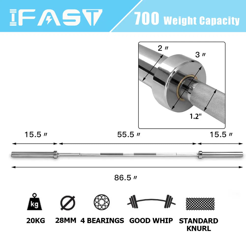 Plaques Barbell 7.2Ft Solid Iron Fitness Haltérophilie
