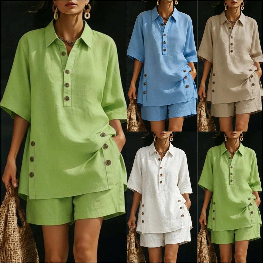 Vente chaude Automne et été Commerce extérieur Chemise à manches courtes pour femmes et pantalons allongés Tw