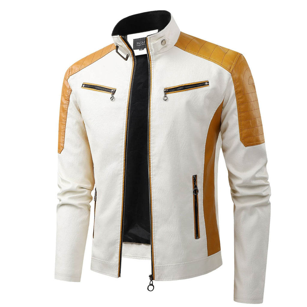 AutomneHiver Casual Biker-Style Patchwork Veste en cuir