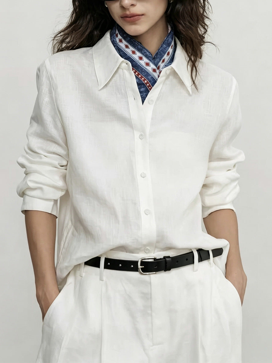 Haut de blouse de style lin pour femmes