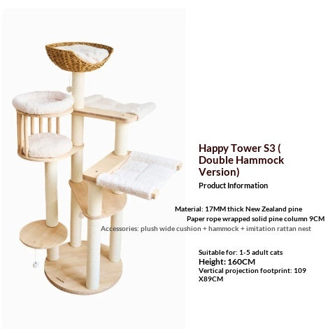Bois massif Chat Cadre d'escalade Cat Tree Cat Lit Jouets Cat