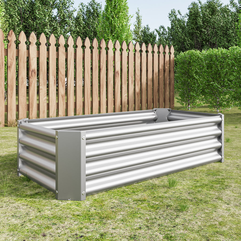 2PCS Silver 4×2×1ft Lit de jardin surélevé en métal