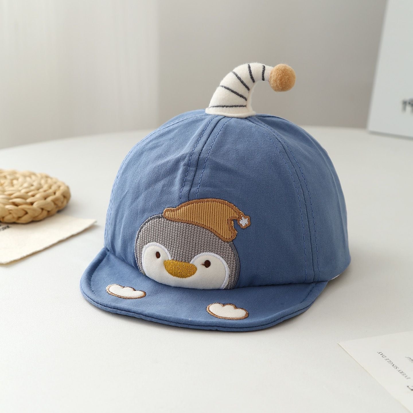 Été Penguin enfant brodé rayé Jujju doux et mignon style occasionnel Baseball Ca
