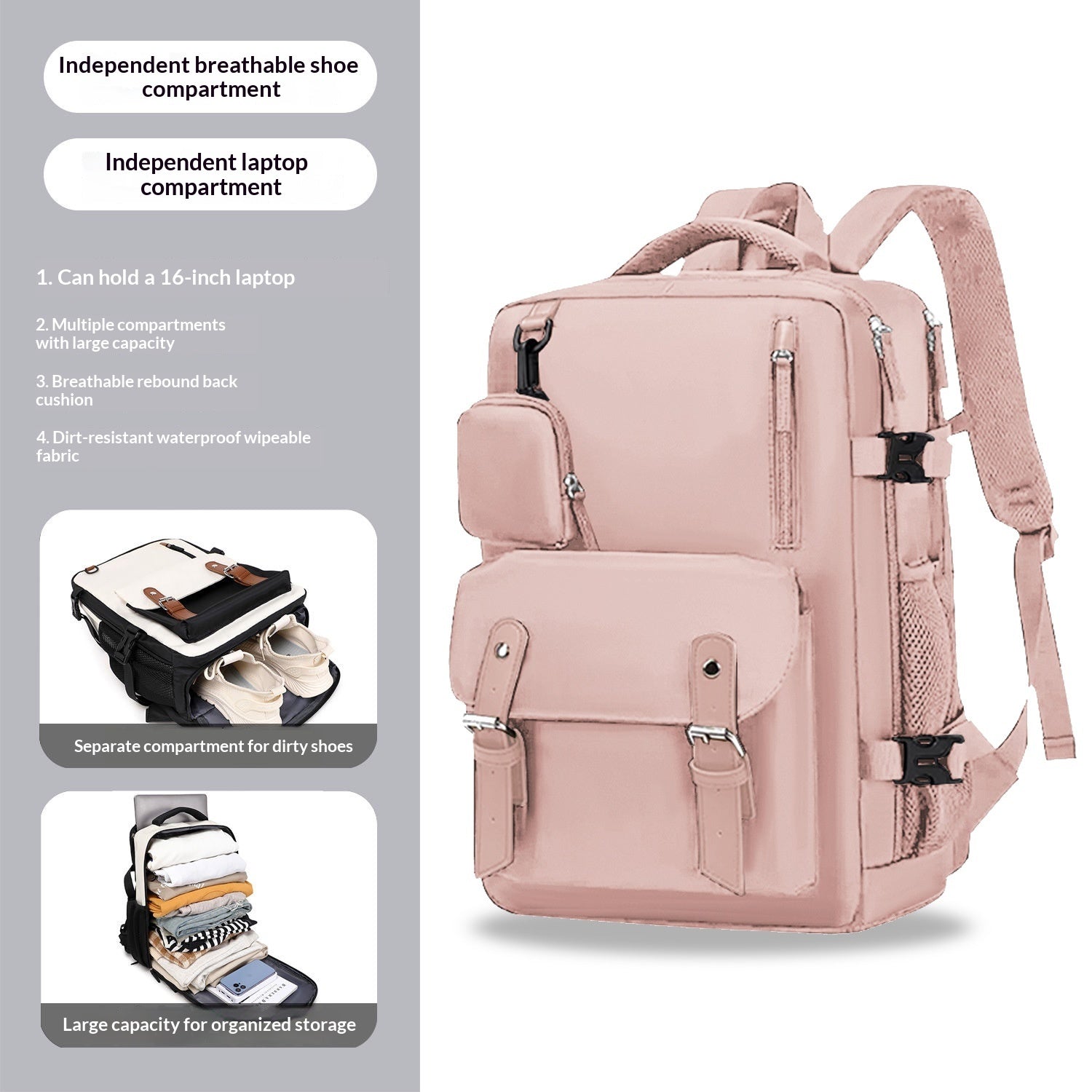 Sac à dos pour ordinateur portable de voyage étudiant de grande capacité