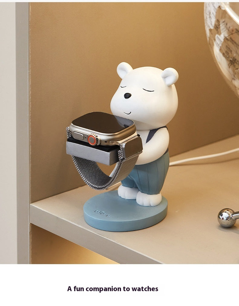 Wowu Original Design Bear Watch Charger Bracket Cartoon Ornements de literie anti-perte
