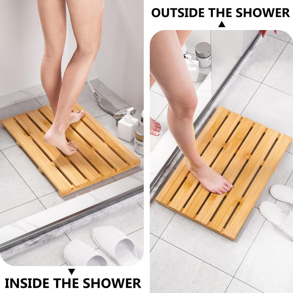 Bamboo salle de bain antidérapant tapis étanche salle de douche tapis