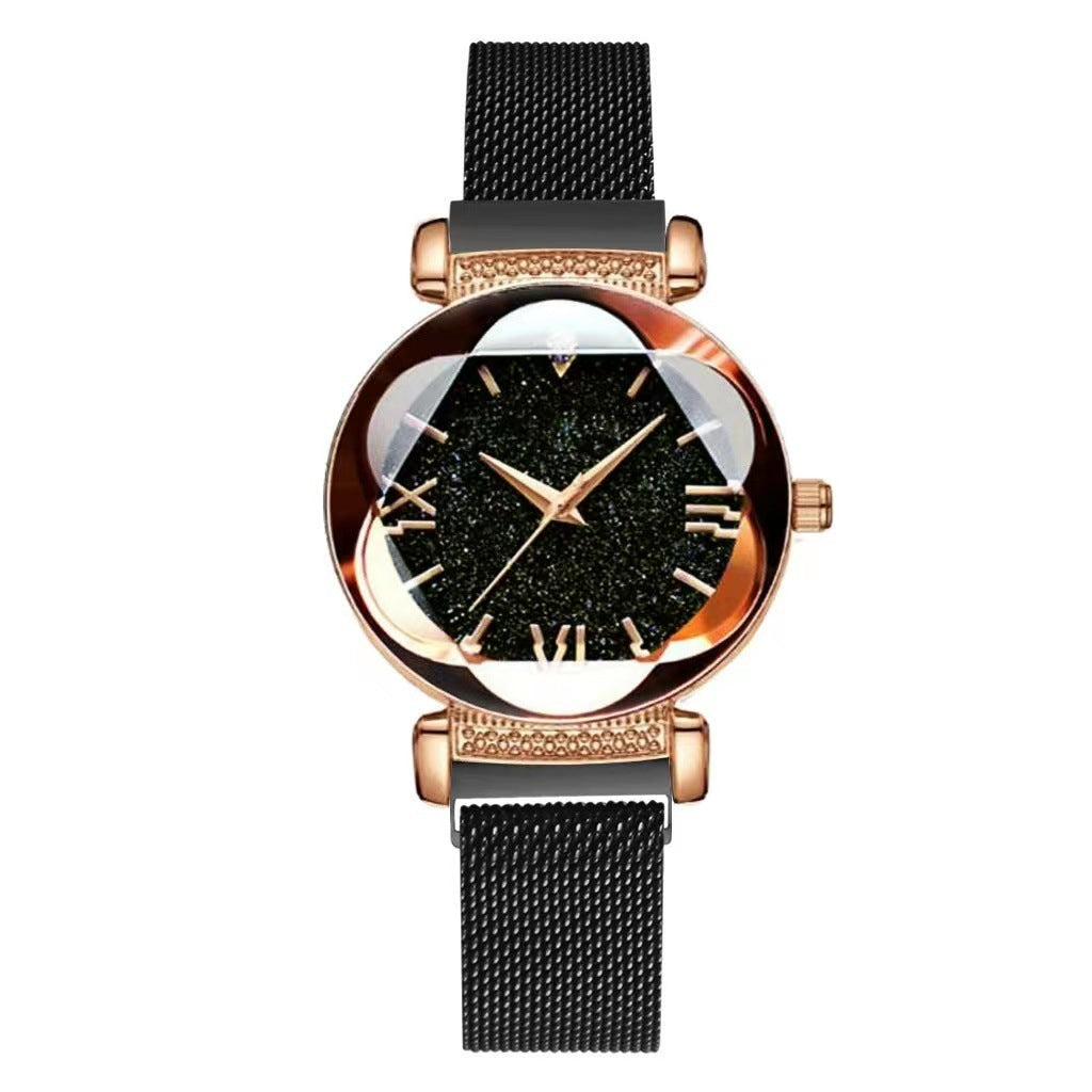 Magnetic-steel Starry Sky Montres pour femmes de style romain avec bracelet milanais polyvalent