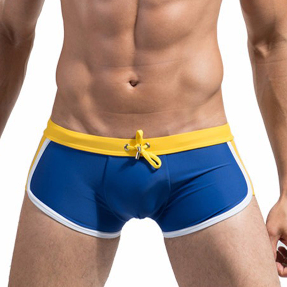 Trunks de bain de bloc de couleur pour hommes Quick Drawstring Waist Beach Short Plus Taille bain Su