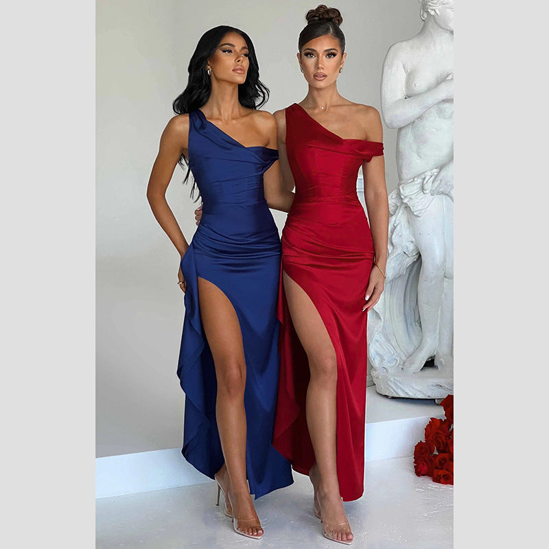 Mode Satin Slit Habillement femme