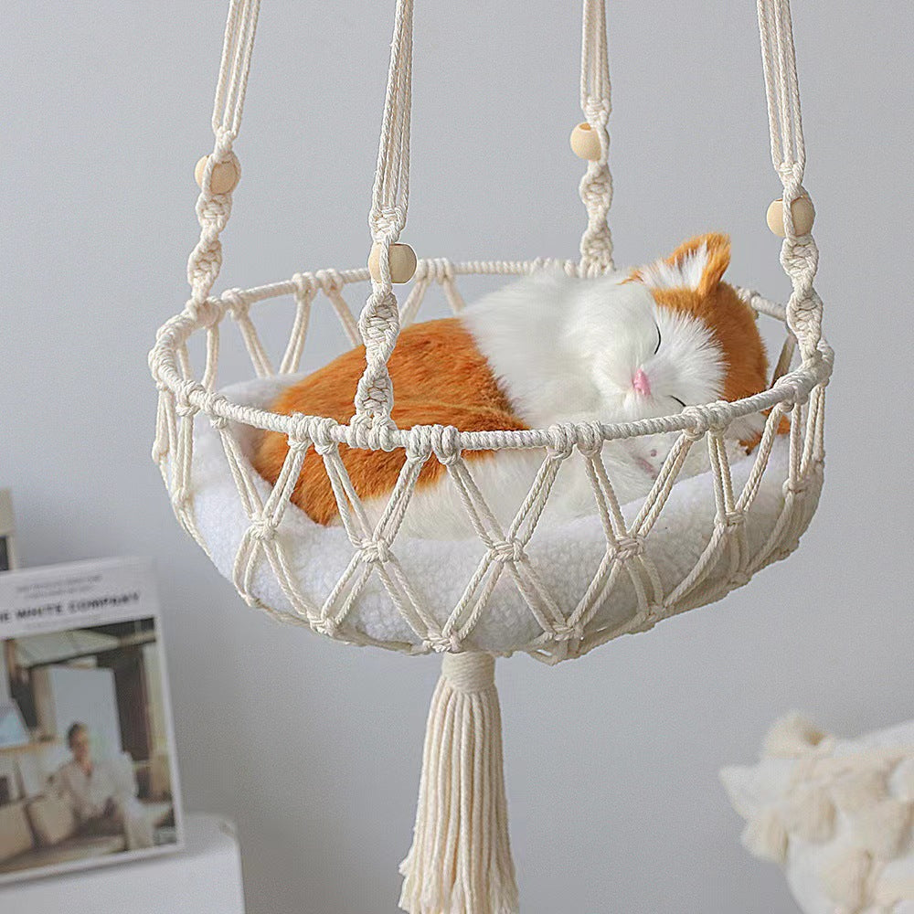 Lit pour animaux de compagnie avec tapis en peluche de lapin-Fur rayé