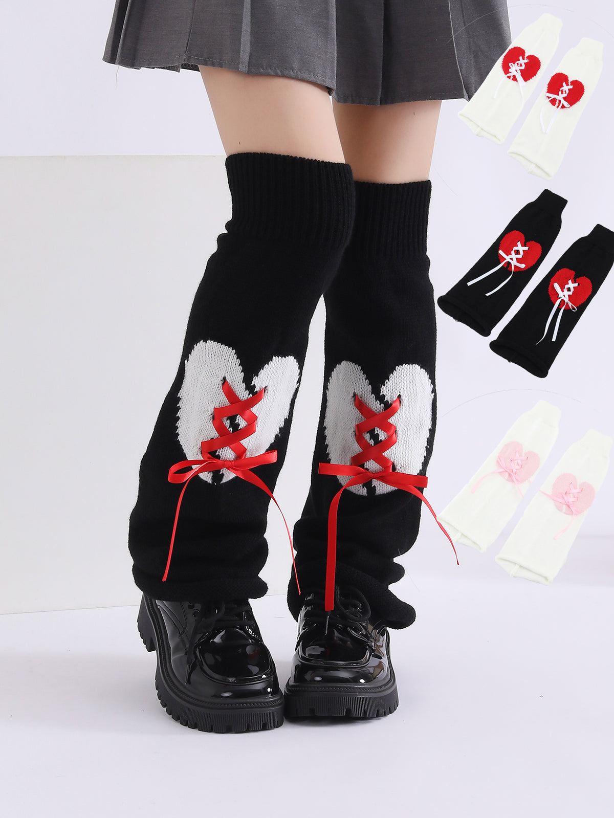 Fashion Y2K gothique tricoté flamboyant amour mignon Lolita Leg Warmer Pour Halloween Party Clubwear