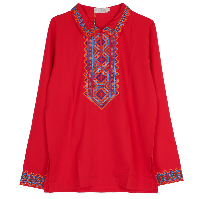 T-shirt blanc à manches longues style Uyghur
