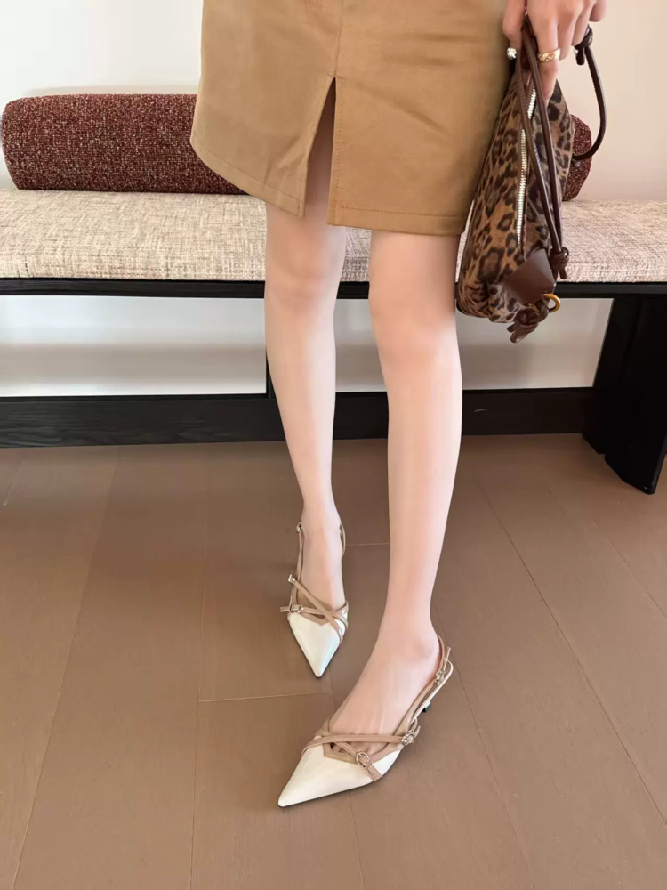 Femmes Élégant orteil pointu Croix Sangle dos Chaussures