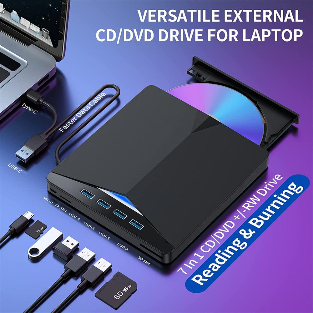7 In1 USB externe 3.0 DVD CD RW lecteur de lecteur de graveur lecteur pour ordinateur portable
