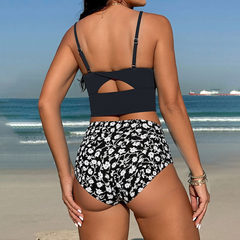 Maillot de bain deux-pièces imprimé sexy - Ensemble de bikini Split pour femmes Summer Beach