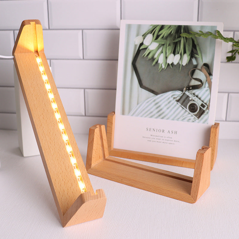 Affichage lumineux U en bois Acrylique rack Photo cadre bureau Calendrier Support de lampe