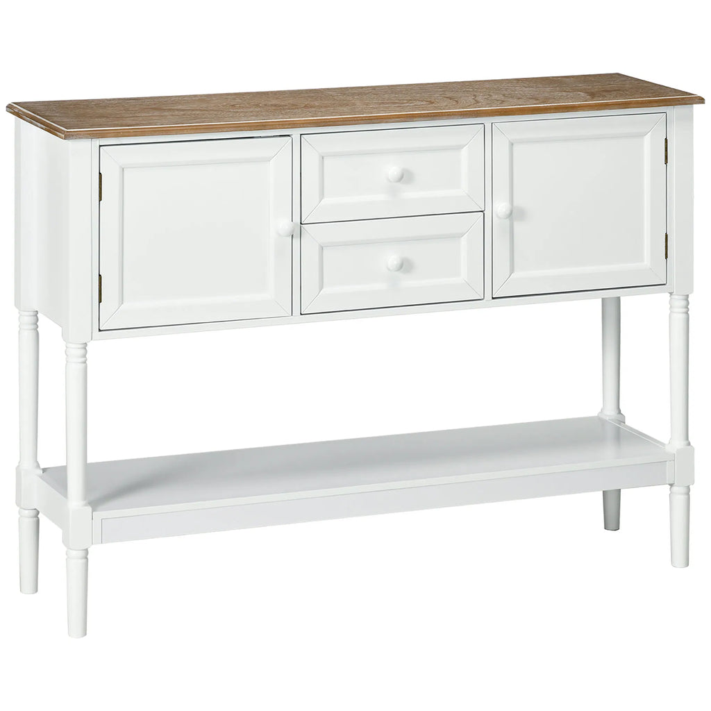 Table de console vintage avec 2 tiroirs et armoires