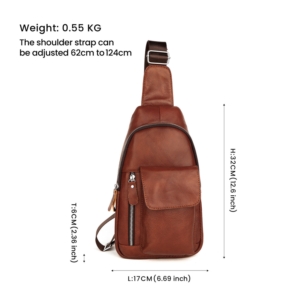 Premier-Layer Cowhide Retro véritable sac de poitrine en cuir